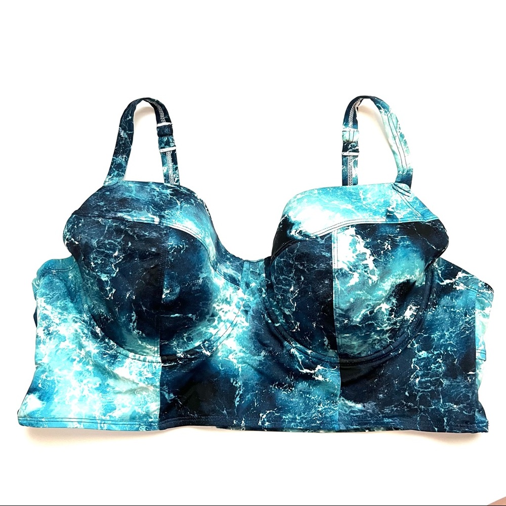 torrid Blue Teal Marble Print Bikini Top
